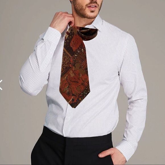 FRANCO Giannini 100% silk 4” wide necktie rust brown Italy - Picture 2 of 10